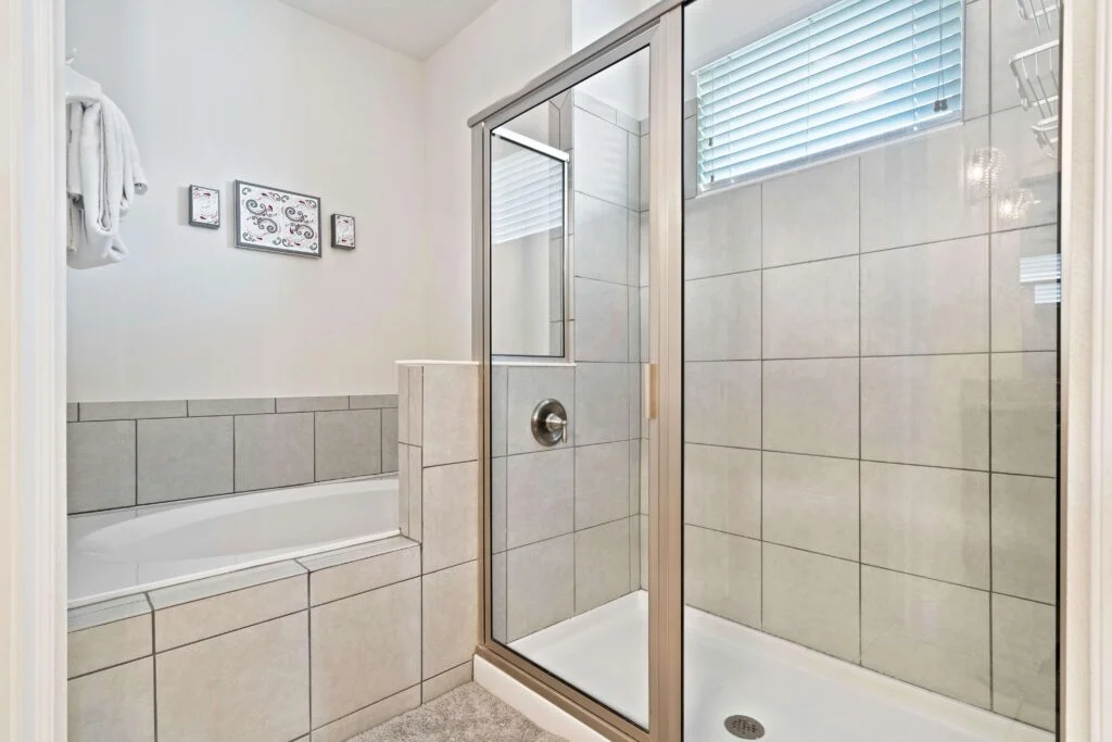 Master bathroom with modern finishes at 450 Burma vacation rental