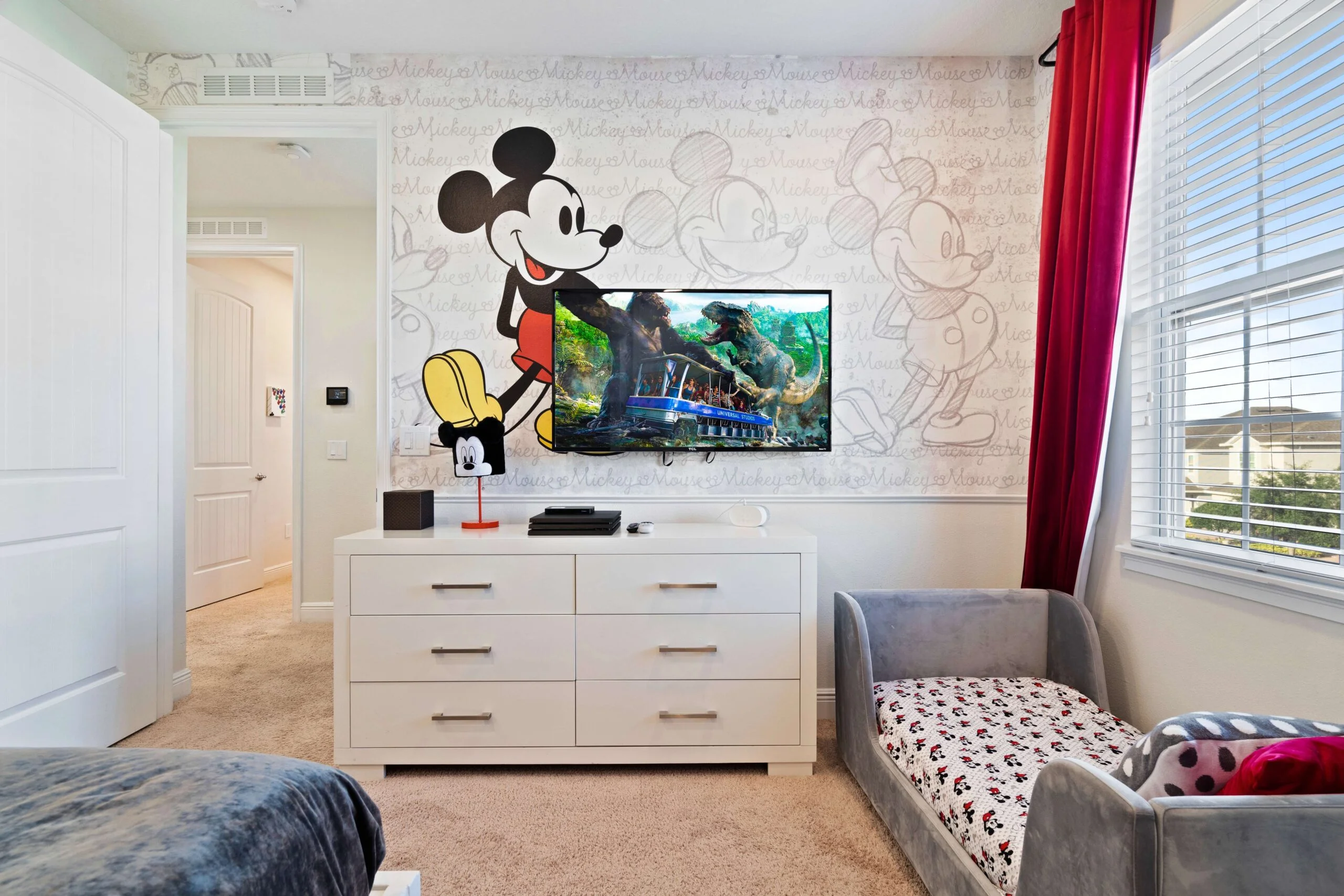 Mickey Mouse bunk bedroom with king and twin XL beds at 450 Burma