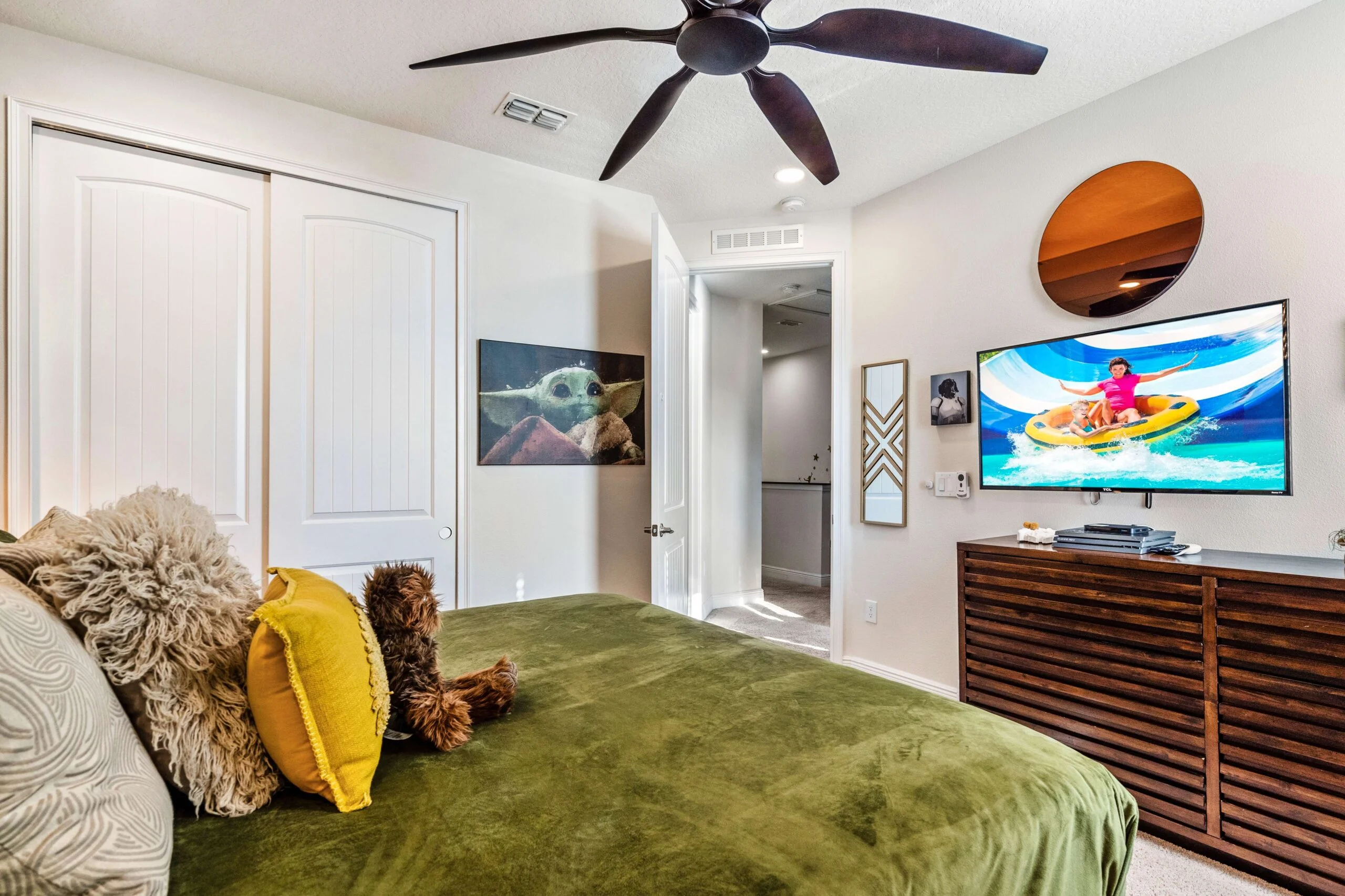 Star Wars themed king bedroom with LED star ceiling at 450 Burma vacation home